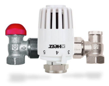 Термостатичний комплект PROJECT (TS-90-V) для бокового підключення радіатора у двотрубній системі опалення, кутовий