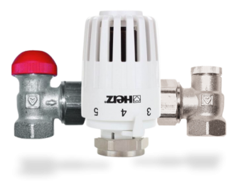 Термостатичний комплект PROJECT (TS-90-V) для бокового підключення радіатора у двотрубній системі опалення, кутовий