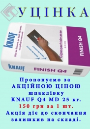 Шпаклівка фінішна Knauf Finish Q4 25 кг